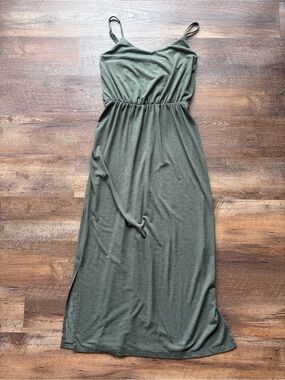Old Navy Olive Green Maxi Slip Dress with Spaghetti Straps